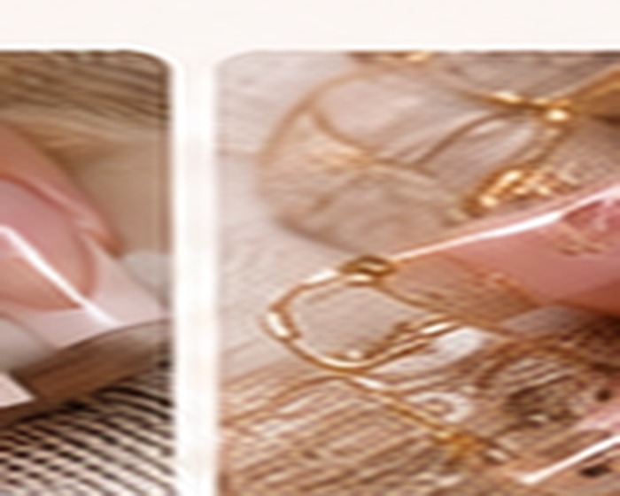 Diseño de uñas con tonos rosa y dorado